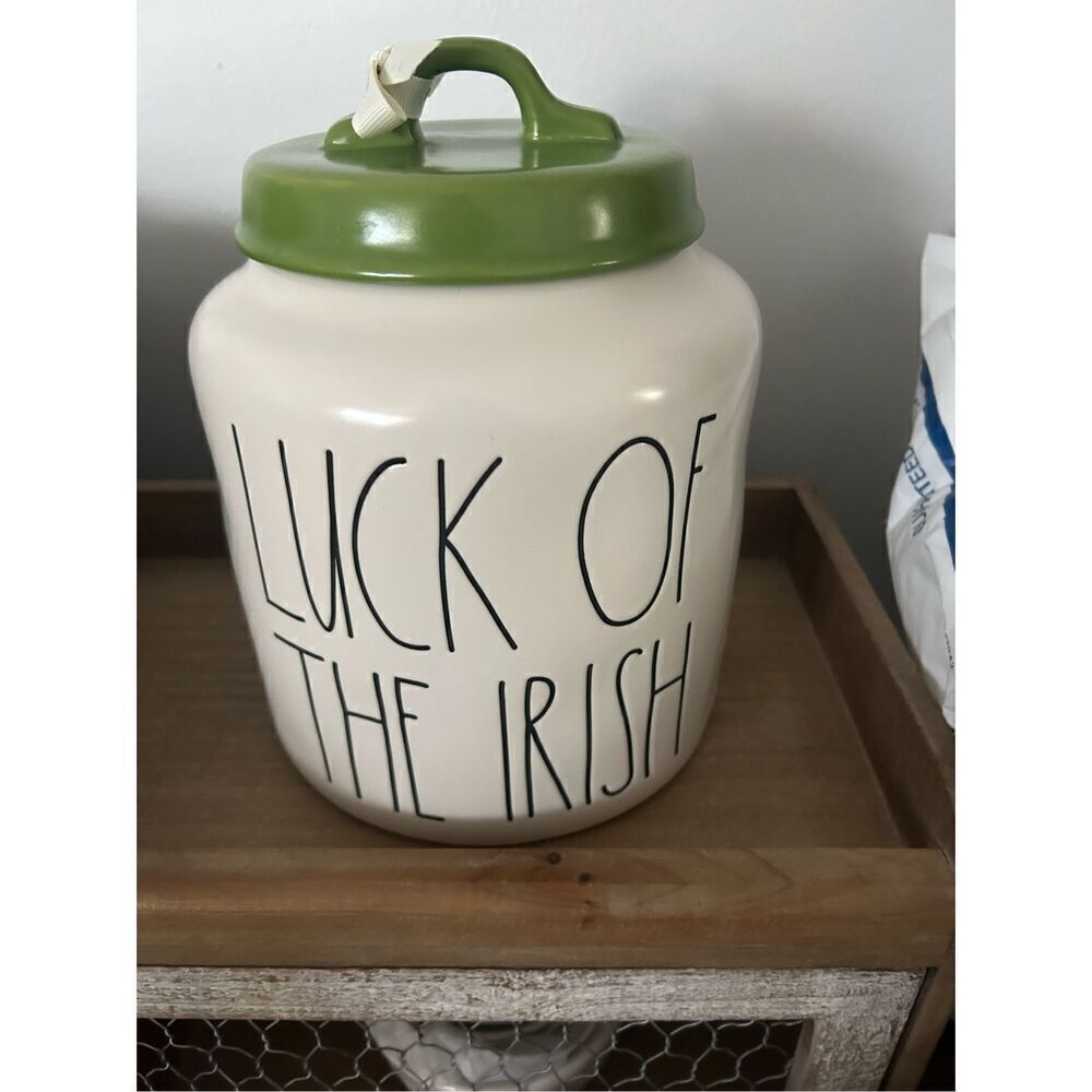 NEW Rae Dunn “LUCK OF THE IRISH” Canister LL ST. Patrick’s Green Lid